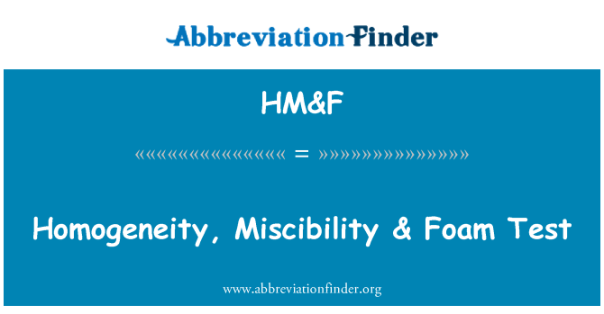 HM&F: Homogenost, mešanja & pene Test