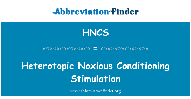 HNCS: Heterotopic 유해 컨디셔닝 자극