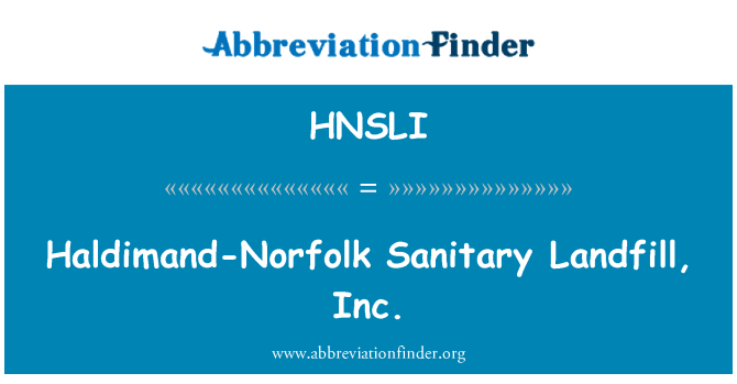 HNSLI: Haldimand-Norfolk sanitarinis sąvartynas, Inc
