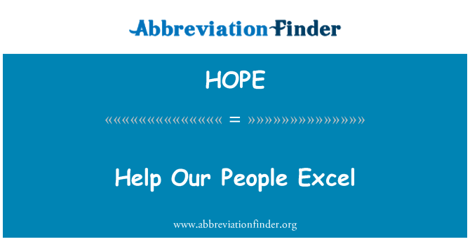 HOPE: Ajudar o nosso povo do Excel