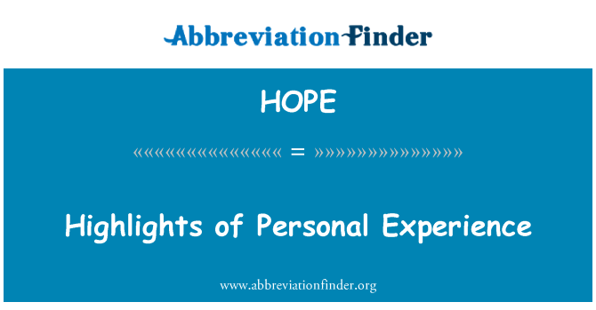HOPE: En de eksperyans pèsonèl