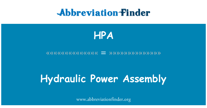 HPA: Hydraulic Power Assembly