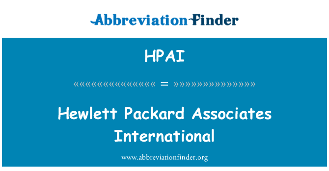 HPAI: Hewlett Packard Associates International