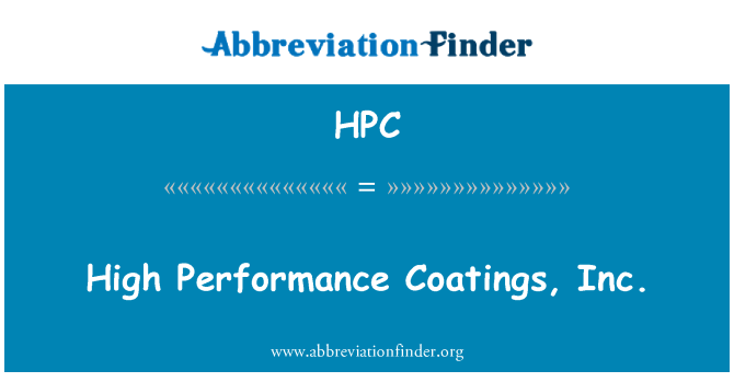 HPC: Tinggi kinerja coating, Inc