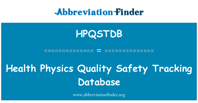 HPQSTDB: 健康物理质量安全跟踪数据库