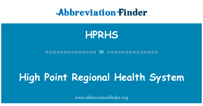 HPRHS: Gesundheitssystem hohe Punkt-Regional