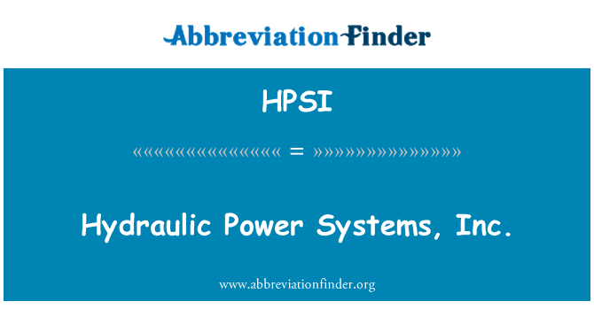 HPSI: Qawwa idrawlika sistemi, Inc.