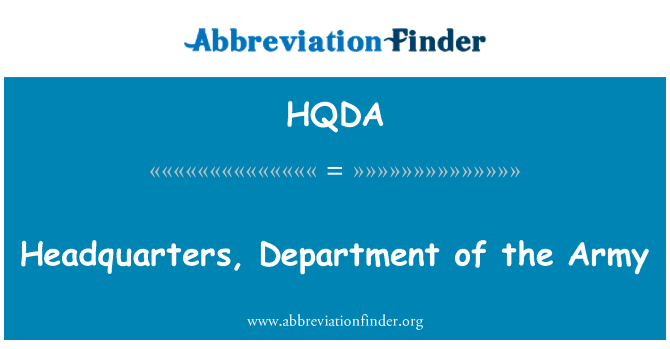 HQDA: 总部、 陆军部