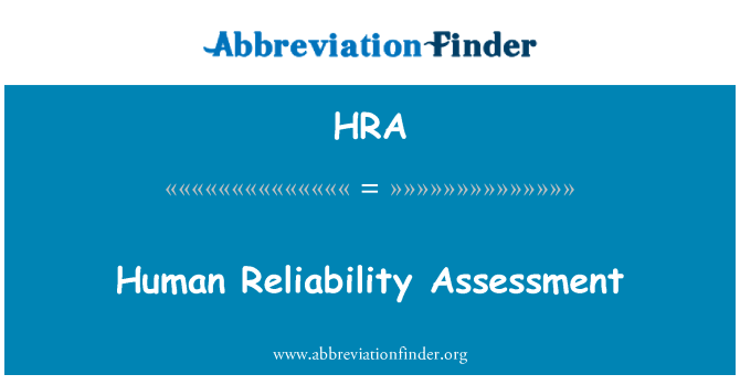 HRA: Human Reliability Assessment