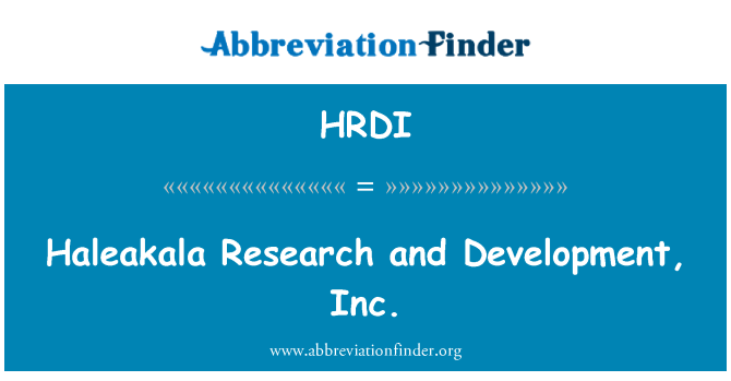 HRDI: Haleakala ymchwil a datblygu, inc.