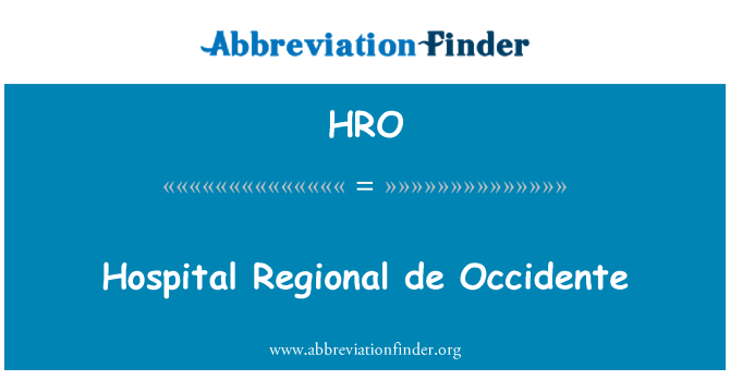 HRO: 병원 지역 드 Occidente