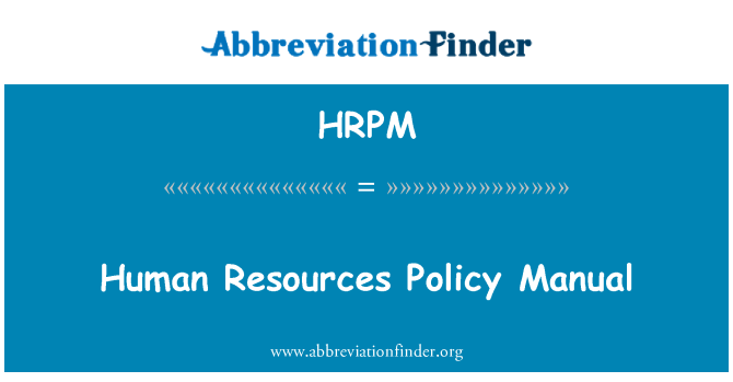 HRPM: Manual de política de recursos humans
