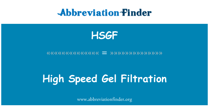 HSGF: High Speed Gel suodatus