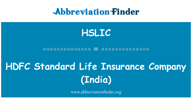 HSLIC: HDFC Standard Life Insurance Company (India)