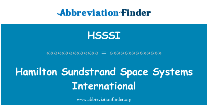 HSSSI: Hamilton Sunstrand Space Systems International