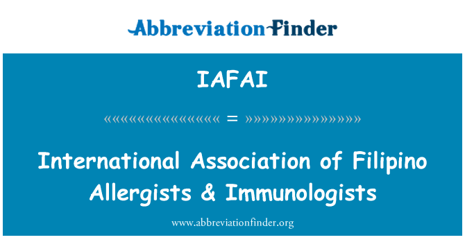 IAFAI: 필리핀 Allergists 및 Immunologists의 국제 교류 협회