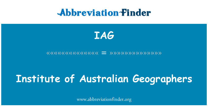 IAG: Institute of Australian Geographers