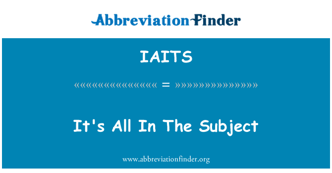 IAITS: یہ سب موضوع میں ہے