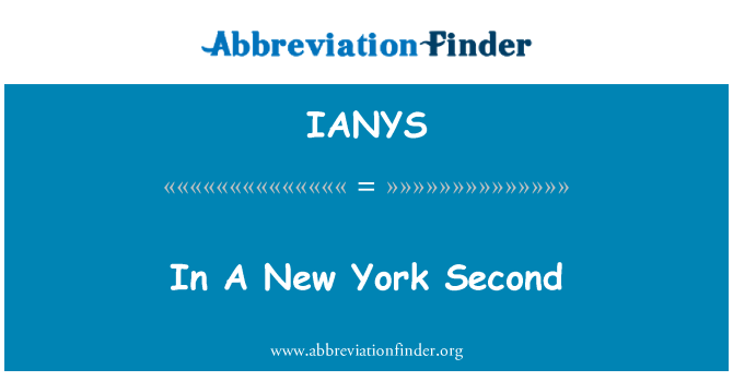 IANYS: In A New York Second