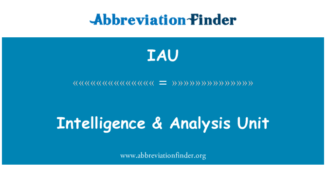 IAU: Intelligence & Analysis Unit