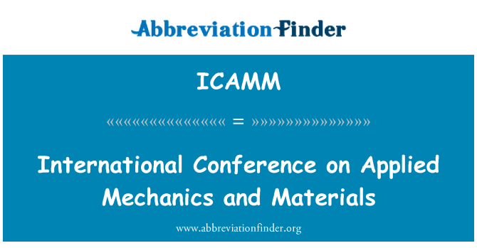 ICAMM: Міжнародна конференція з прикладної механіки та матеріали