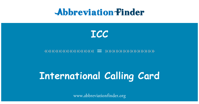 ICC: International Calling Card