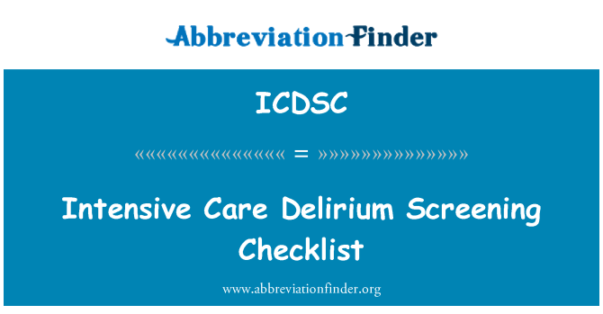 ICDSC: Контрольный список проверки бред интенсивной терапии