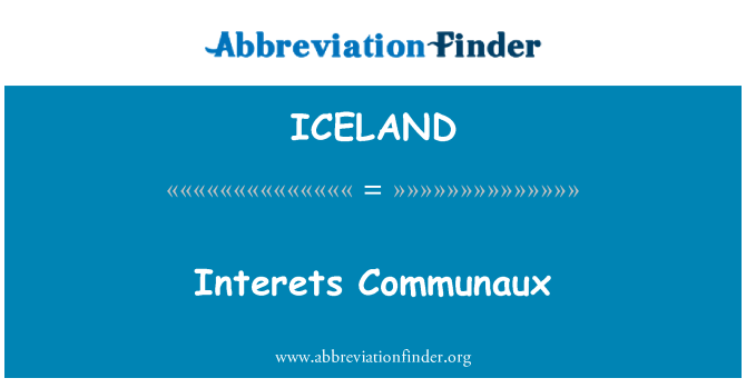 ICELAND: Interets Communaux