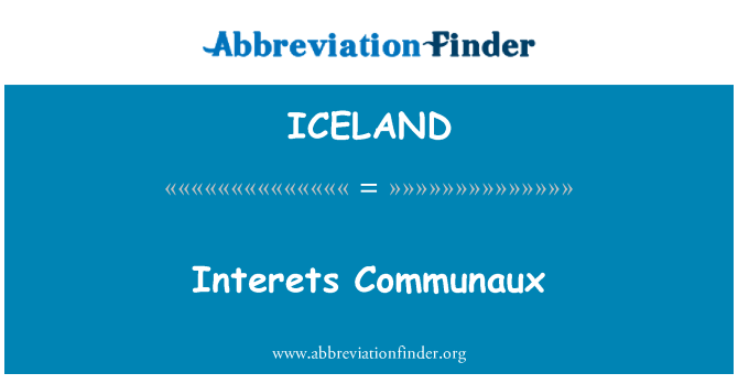 ICELAND: Interets Communaux