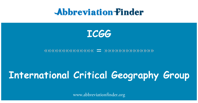 ICGG: अंतरराष्ट्रीय महत्वपूर्ण भूगोल समूह