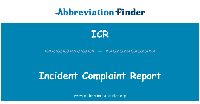ICR: Zpráva o incidentu stížnost