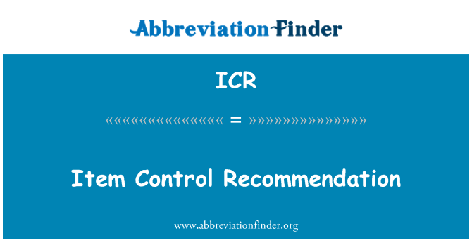 ICR: Objekt kontroll rekommendation