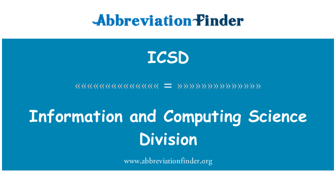 ICSD: Информационные и вычислительные науки отдел