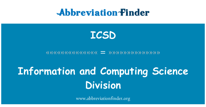 ICSD: Information and Computing Science Division