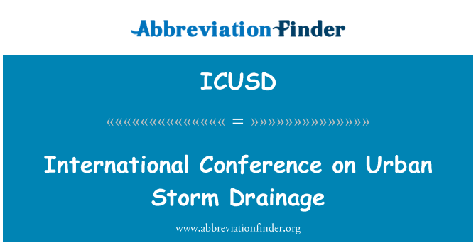 ICUSD: Internationell konferens om Urban Storm dränering