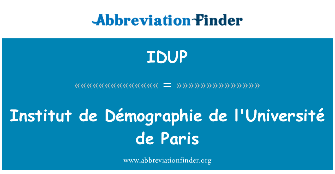 IDUP: Démographie דה אינסטיטוט de l' אוניברסיטת דה פריז