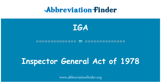 IGA: Generalinspektør Act af 1978