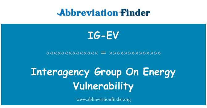 IG-EV: Interagency Group On Energy Vulnerability