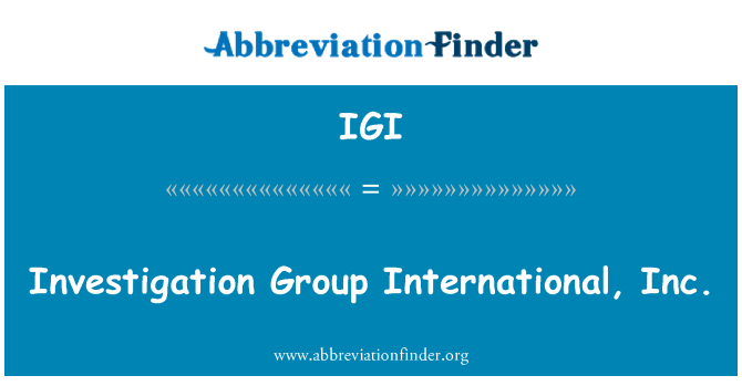 IGI: Investigation Group International, Inc.