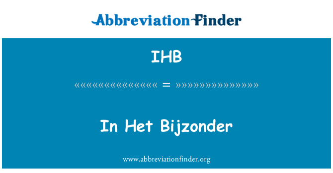 IHB: ב- Het Bijzonder