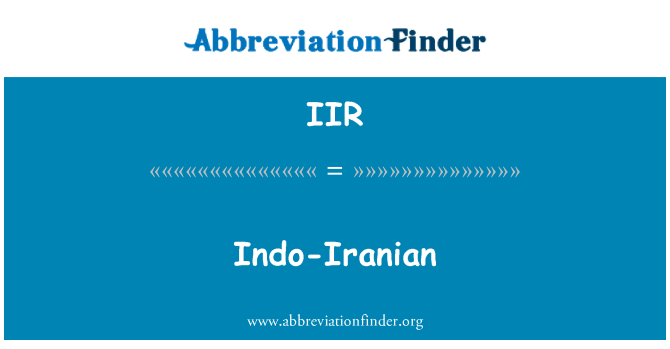 IIR: Indo-Iranian