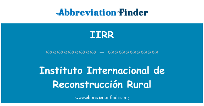 IIRR: Internacional Instituto de-Reconstrucción rurali