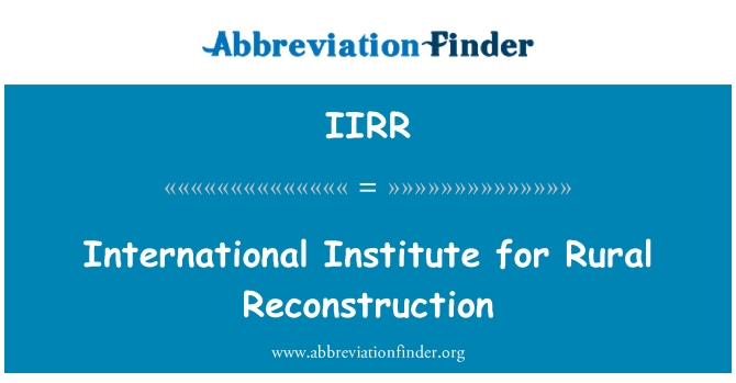IIRR: Mezinárodní institut pro obnovu venkova