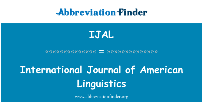 IJAL: Jounal entènasyonal de Lengwistik Ameriken
