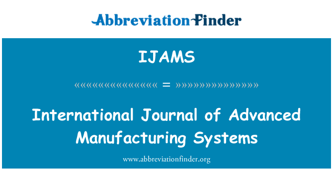 IJAMS: 高度な生産システムの国際ジャーナル