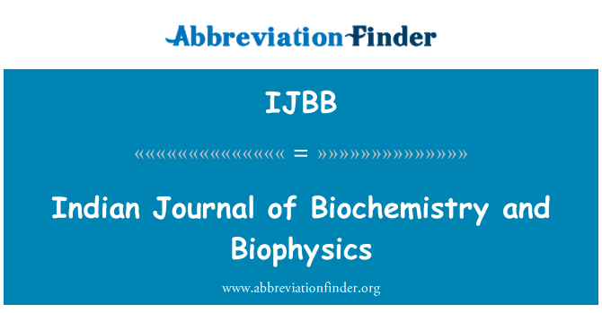 IJBB: 生物化学および生物物理学のインド ジャーナル