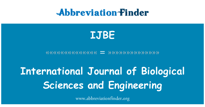 IJBE: Ġurnal internazzjonali ta ' xjenzi bijoloġiċi u l-inġinerija