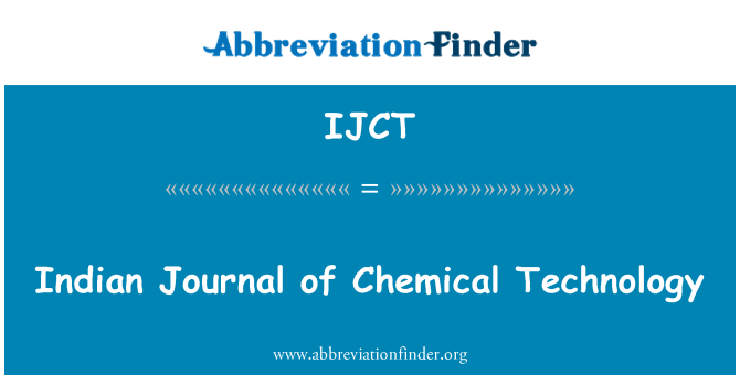 IJCT: Diari indi de tecnologia química