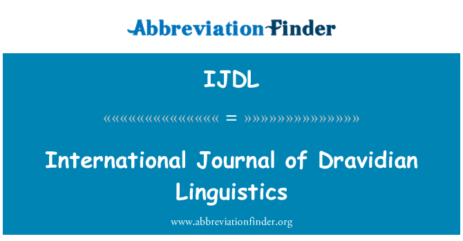 IJDL: Revista internationala de lingvistica dravidiene
