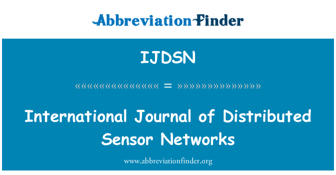 IJDSN: المجلة الدولية لشبكات استشعار الموزعة